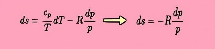 fórmula para calcular la entropía entre dos gases a temperatura constante